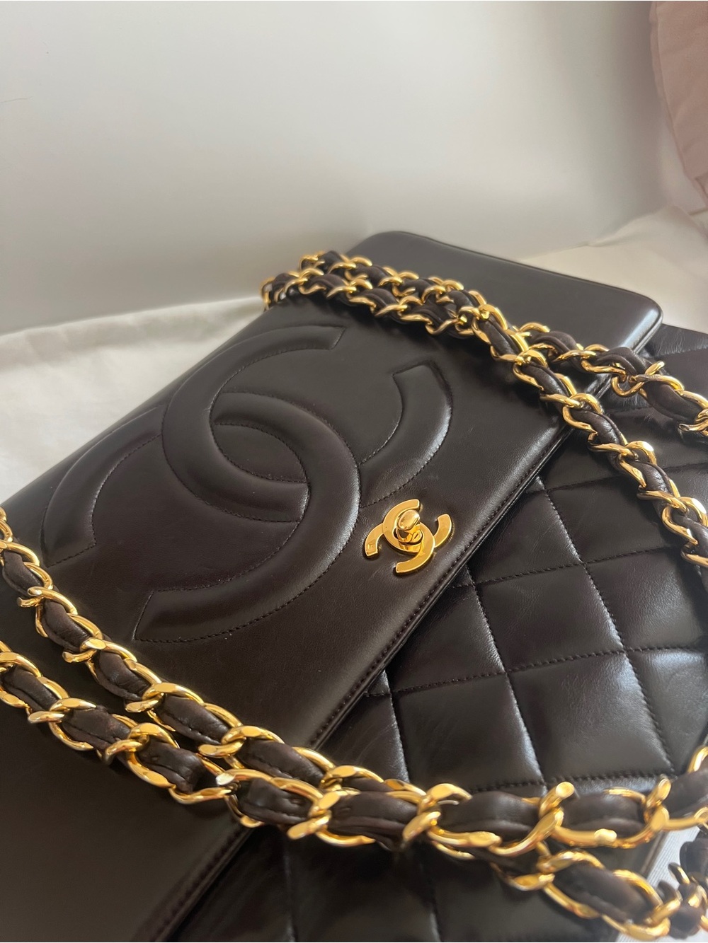 Chanel Vintage Timeless Cc Large Chocolate Brown 24K Gold Plated Hardware - Picture 2 of 12